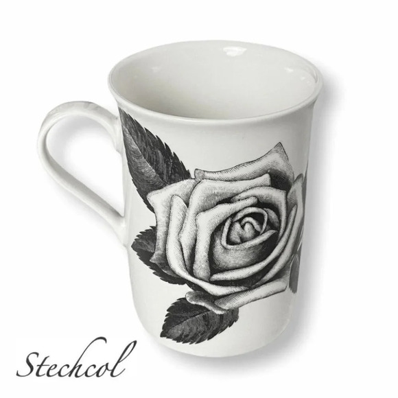 Stechcol Gracie China  Black & White Rose Tea Mug - Picture 1 of 5
